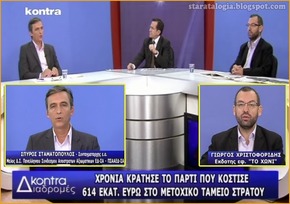 17/11/2013: Εκπομπή «Κόντρα Διαδρομές» με το Ν. Νικολόπουλο, στο ΚΟΝΤΡΑ CHANNEL, παρουσιάστηκε το πλιάτσικο των 645 εκατ. ευρώ στο Μετοχικό Ταμείο Στρατού! (ΒΙΝΤΕΟ)